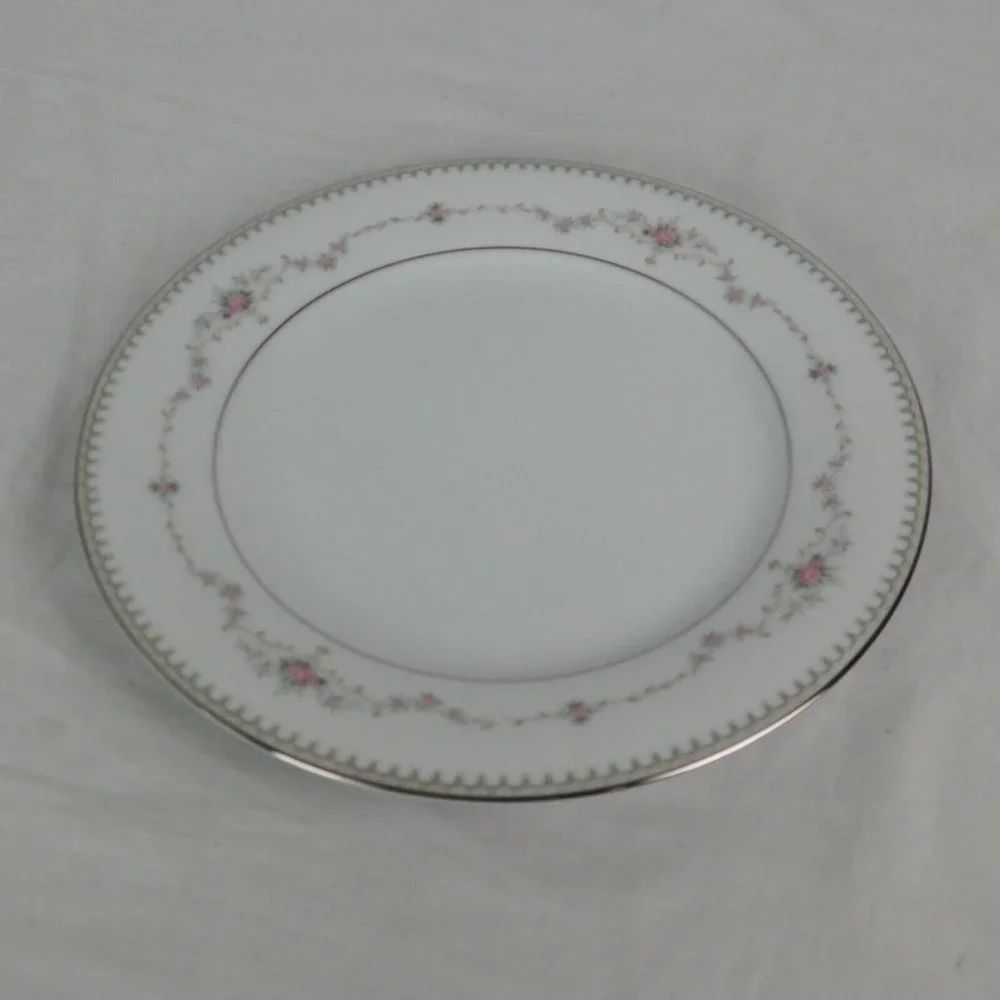 Noritake China 6102 Fairmont Pink Roses Floral Platinum Trim Salad Plate 8.25" - Picture 3 of 6